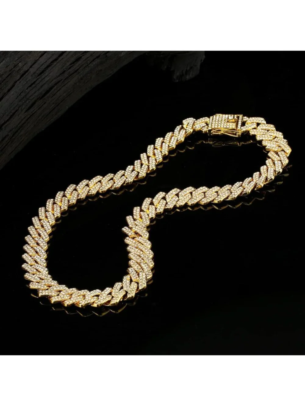 2-Piece Iced Out Cuban Link Chain Necklace & Bracelet Set - Silver Hip Hop
